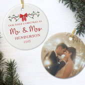 First Christmas Mr. & Mrs. Custom Newlywed Foto Keramik Ornament