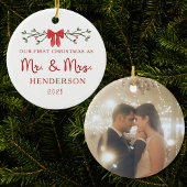 First Christmas Mr. & Mrs. Custom Newlywed Foto Keramik Ornament
