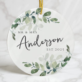 First Christmas Mr & Mrs Eucalyptus Keramik Ornament
