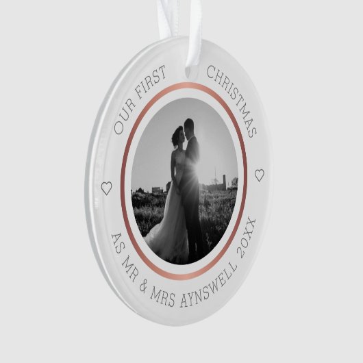 First Christmas Mr. & Mrs. Foto Moderne Elegant Ornament (Vorderseite)