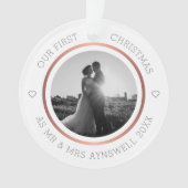 First Christmas Mr. & Mrs. Foto Moderne Elegant Ornament (Vorderseite)