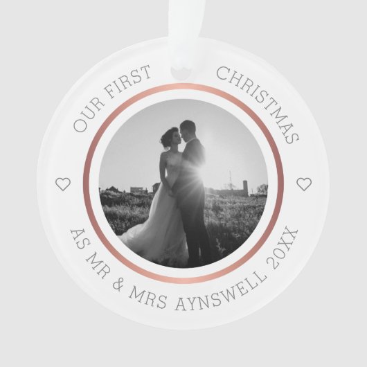 First Christmas Mr. & Mrs. Foto Moderne Elegant Ornament (Vorderseite)