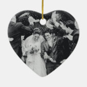 First Christmas Mr. & Mrs. Script Floral Foto Keramik Ornament (Hinten)