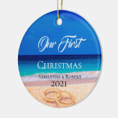 First Christmas Name Date Tropical Beach Keramik Ornament (Links)
