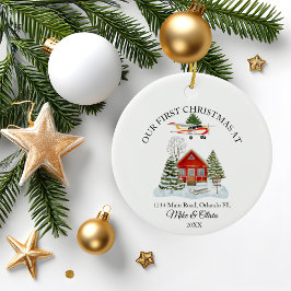 First Christmas New Home Cessna Airplane and Tree Keramik Ornament