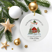 First Christmas New Home Cessna Airplane and Tree Postkarte