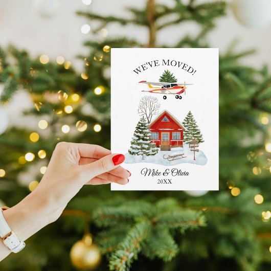 First Christmas New Home Cessna Airplane and Tree Postkarte