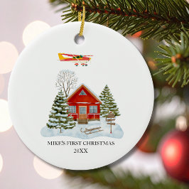 First Christmas New Home Cessna Airplane Travel Keramik Ornament