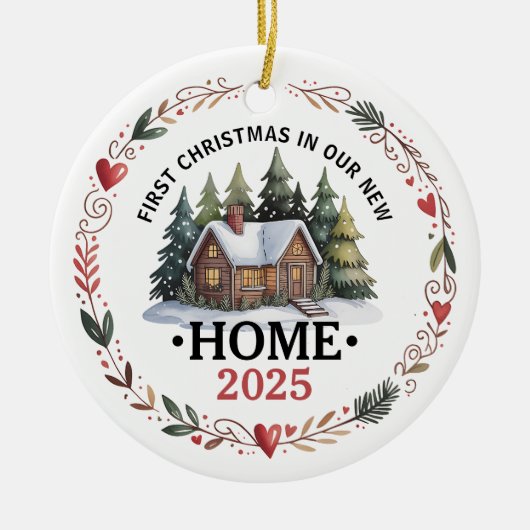 First Christmas New Home Customizable Photo Keramik Ornament (Vorne)