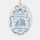 First Christmas New Home Sweet Home Blue Whimsical Keramik Ornament (Rechts)