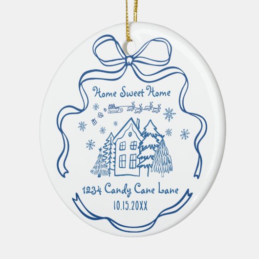 First Christmas New Home Sweet Home Blue Whimsical Keramik Ornament (Links)