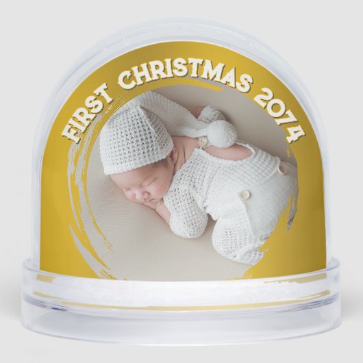 First Christmas Newborn Baby Gold Schneekugeln (Vorderseite)
