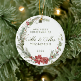 First Christmas Newlyweds Classic Wreath Keramik Ornament