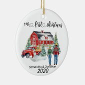 First Christmas Newlyweds Country Barn Winter Keramik Ornament (Rechts)