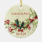 First Christmas Newlyweds Foto Love Birds Keramikornament (Vorne)