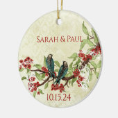 First Christmas Newlyweds Foto Love Birds Keramikornament (Links)