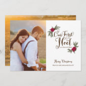 First Christmas Newlyweds Holiday Multi Foto Card Einladung (Vorne/Hinten)