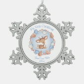 First Christmas Ornament Baby Boy Blue Beige (Vorderseite)