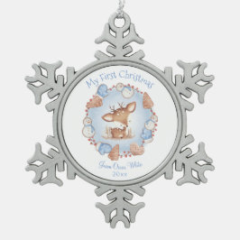 First Christmas Ornament Baby Boy Blue Beige