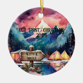 First Christmas Outdoorsy Couple neu Keramik Ornament