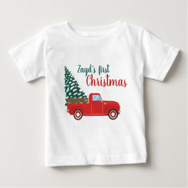 First Christmas Personalisieren Lieferwagen Truck Baby T-shirt