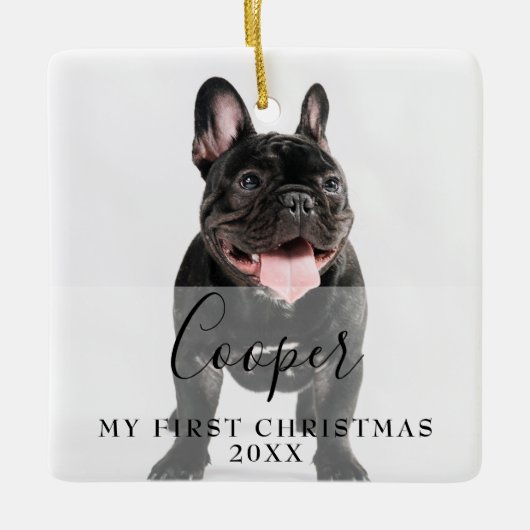 First Christmas Pet 2 Photo Script Name Keramikornament (Vorderseite)