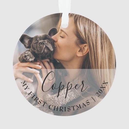 First Christmas Pet 2 Photo Script Name Ornament (Rückseite)