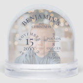 First Christmas Photo Gallery Birth Stats Keepsake Schneekugeln (Rückseite)