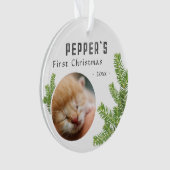 First Christmas Pine Kitten Cat 2 Foto Keepake Ornament (Vorderseite)