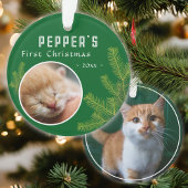 First Christmas Pine Kitten Cat 2 Foto Keepake Ornament