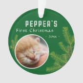 First Christmas Pine Kitten Cat 2 Foto Keepake Ornament (Vorderseite)
