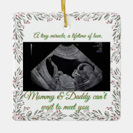First Christmas Pregnancy Ultrasound Photo Holiday Keramikornament