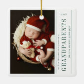First Christmas Promoted Grandparents 2 Photos Keramikornament (Rückseite)