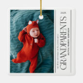 First Christmas Promoted Grandparents Daddy Photo Keramikornament (Rückseite)