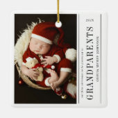 First Christmas Promoted Grandparents Daddy Photo Keramikornament (Rückseite)