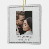First Christmas Rhinestones Frame Couple Foto Keramikornament (Links)
