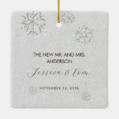 First Christmas Rhinestones Frame Couple Foto Keramikornament (Rückseite)