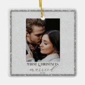 First Christmas Rhinestones Frame Couple Foto Keramikornament (Vorderseite)
