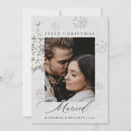 First Christmas Rhinestones Glitzer Couple Foto Feiertagskarte