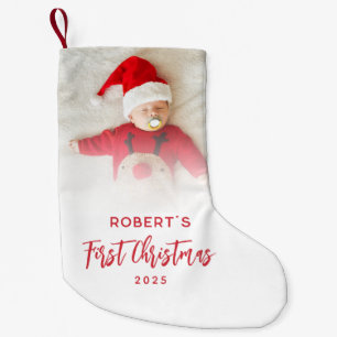 First Christmas Script Baby Foto Custom Kleiner Weihnachtsstrumpf