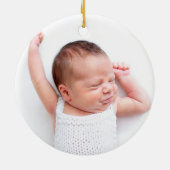 First Christmas Script Baby Photo Sage Green Keramik Ornament (Hinten)
