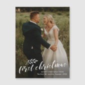 First Christmas Script Wedding Foto Holiday Card Magnetkarte (Vorderseite)