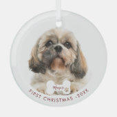 First Christmas Shih Tzu Dog Foto Ornament Aus Glas (Vorderseite)