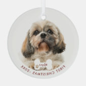First Christmas Shih Tzu Dog Foto Ornament Aus Glas (Rückseite)