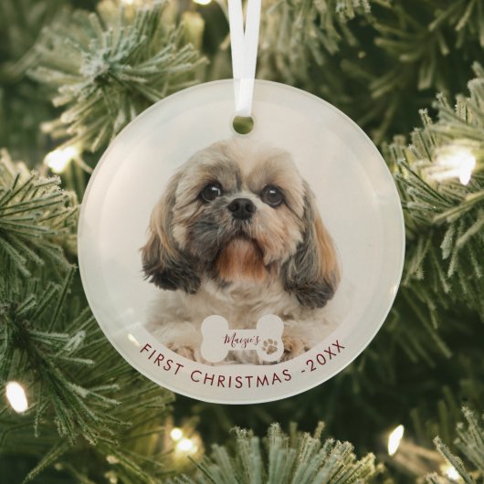 First Christmas Shih Tzu Dog Foto Ornament Aus Glas (InSitu)