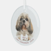 First Christmas Shih Tzu Dog Foto Ornament Aus Glas (Vorderseite links)