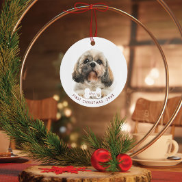 First Christmas Shih Tzu Dog Foto Ornament Aus Metall