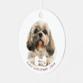 First Christmas Shih Tzu Dog Foto Ornament Aus Metall (Vorderseite links)