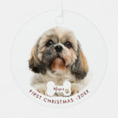 First Christmas Shih Tzu Dog Foto Ornament Aus Metall (Vorderseite)