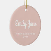 First Christmas Simple Baby Blush Personalisiert Keramik Ornament (Rechts)